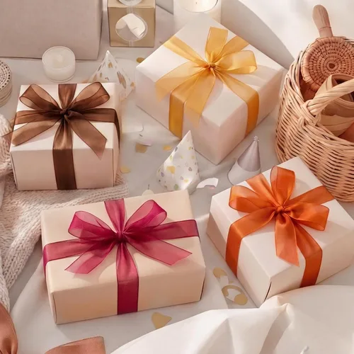 Vista 8 de Cinta de organza transparente, 1 pulgada x 125 yardas, 5 rollos de otoño para envoltura de regalos, ramos, bodas, decoración de fiestas, otoño