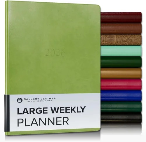 Vista 188 de Gallery Leather Planificador Semanal y Mensual Grande 2025-2026, Calendario Planificador y Cuaderno Elegantemente Encuadernado con Elegantes Bordes