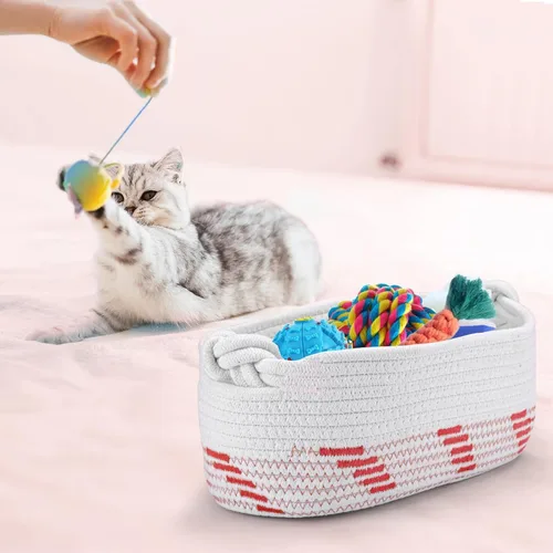 Vista 5 de Cestas tejidas pequeñas para almacenamiento, cestas de almacenamiento de papel higiénico para organizar, cesta de regalo vacía decorativa para baño