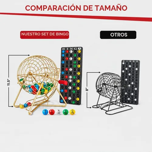 Vista 3 de MR CHIPS Juego de bingo profesional de 11 pulgadas de alto con jaula de acero, bolas eternas de 7/8 pulgadas, tablero maestro para bolas, color 3