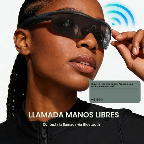 Vista 2 de Gafas Bluetooth impermeables para ciclismo, correr, color negro
