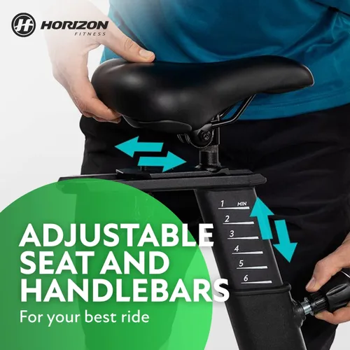 Vista 6 de Horizon Fitness 5.0 IC - Bicicleta de ciclismo para interiores, fitness y cardio, bicicleta de ciclismo de resistencia magnética con Bluetooth