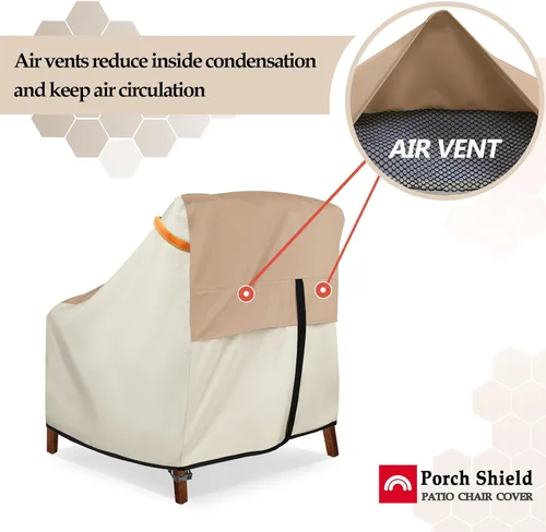 Vista 8 de Porch Shield Funda para muebles de patio, funda rectangular de 108 x 70 pulgadas con funda para silla de exterior, 34 pulgadas de ancho x 37