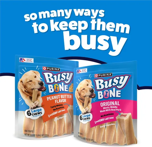 Vista 9 de Purina Busy Bone - Golosinas masticables para perros adultos, mantequilla de maní, bolsa de 6