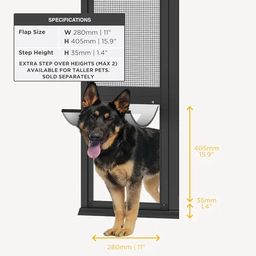 Vista 2 de Hakuna Pets V2 Panel de Inserción de Pantalla para Puerta de Mascotas de Patio, para Puertas Corredizas, Se Ajusta a la Vía de la Puerta con Altura
