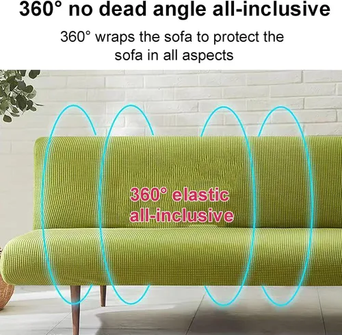 Vista 4 de SAZDFY Funda elástica para futón, tela jacquard suave, protector de muebles a cuadros pequeños, funda universal para sofá con parte inferior Beige