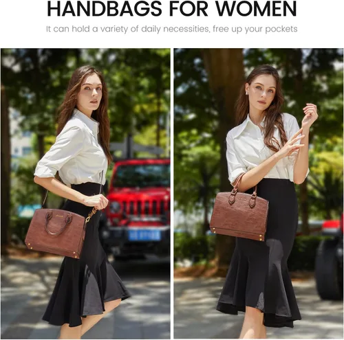 Vista 2 de LOVEVOOK Monederos y bolsos para mujer, bolso de hombro vintage moderno, bolso de mano de piel sintética, bolso de mano mediano para mujer