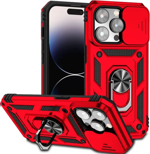 Vista 11 de Funda magnética compatible con iPhone 14 Pro de 6.1 pulgadas, funda magnética para iPhone 14 Pro con cubierta de cámara y soporte de grado militar