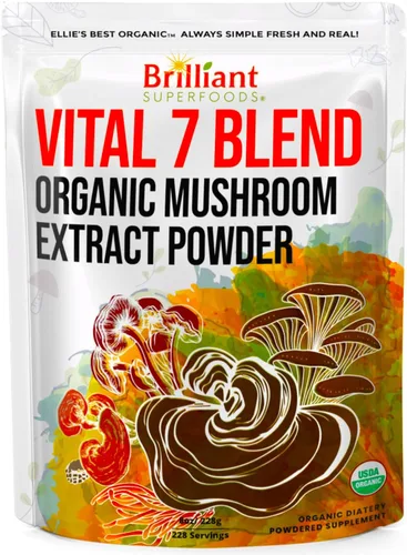 Vista 7 de Ellie's Best Suplemento orgánico de mezcla de extracto de polvo de 7 hongos, 114 porciones Cordyceps de doble extracción de alta potencia, Reishi