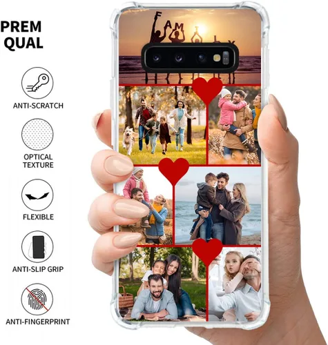 Vista 2 de Funda para teléfono personalizada para Samsung Galaxy S10 Plus, funda personalizada con collage de fotos con múltiples imágenes, funda para teléfono