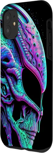 Vista 8 de iPhone 13 Pro Trippy Vaporwave Alien Head Skull Dripping Paint UFO Art Case