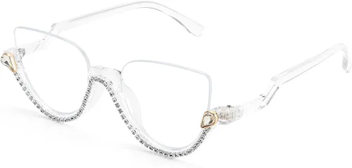 Vista 8 de FEISEDY Gafas de bloqueo de luz azul para mujer, gafas de ojo de gato con incrustaciones de diamante antifatiga ocular B2995
