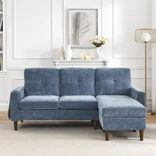 Vista 4 de Daesar Sofá modular convertible de 80 pulgadas, sofá en forma de L de 3 asientos con cojines extraíbles y bolsillo, patas de madera de goma