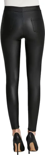 Vista 3 de Everbellus Leggings de piel sintética sexy para mujer con bolsillos, pantalones de cuero ajustados, color negro