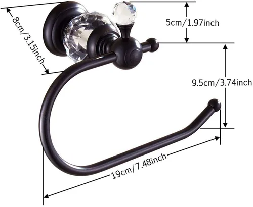 Vista 2 de Crystal Series Brass Toilet Paper Roll Holder.Black