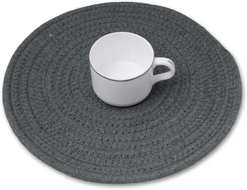 Vista 3 de 2 piezas de almohadillas calientes para mesa de algodón puro tejido redondo para ollas calientes para cocinar diámetro 11.8 pulgadas