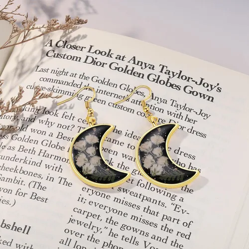 Vista 99 de Forget-Me-Not and Queen Anne's Lace Pressed Wildflower Earrings Pressed Flower Earrings Handmade Drop and Dangle Earrings Gift for Woman