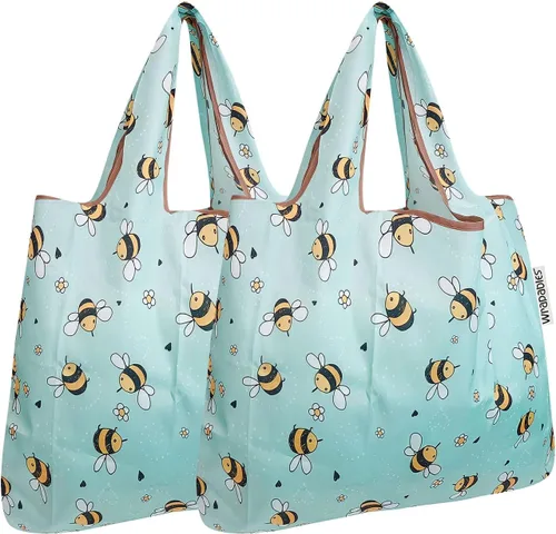 Vista 11 de allydrew Bolsa plegable de nailon para comestibles reutilizable (Set de 2), Ballenas Azules
