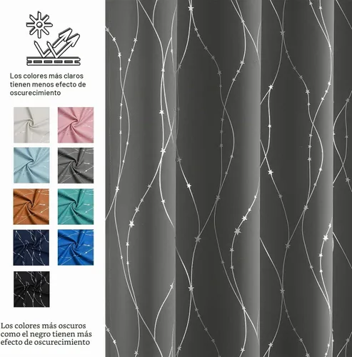 Vista 4 de SMILE WEAVER Cortinas opacas grises para sala de estar de 63 pulgadas de largo, 2 paneles, cortinas de oscurecimiento de habitación, diseño de Gris
