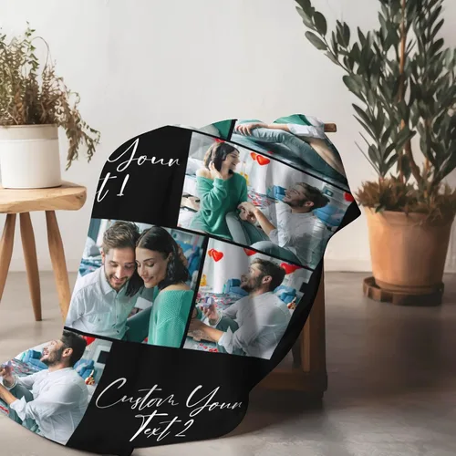 Vista 5 de Manta personalizada para adultos, manta de fotos personalizada para parejas, familia, niños, mascotas, regalo para cumpleaños, aniversario, Navidad