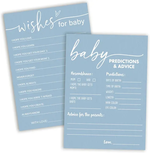 Vista 10 de Divertidos juegos de baby shower, trivia para bebés y alfabeto, juegos de doble cara, ideas de decoración de fiesta azul minimalismo, 25 piezas de 5