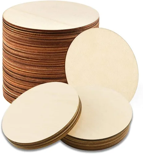 Vista 7 de 100 círculos de madera de 3 pulgadas, círculos de madera sin terminar, recortes de disco redondos en blanco para manualidades, pintura, tinción