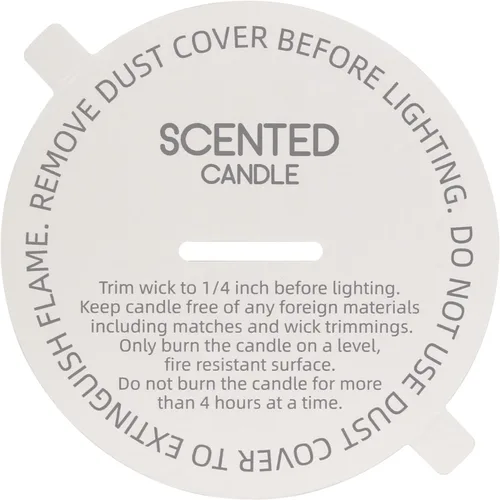 Vista 7 de CandMak Cubiertas antipolvo para velas, 160 tapas blancas mate impresas con lengüeta para hacer velas (2.125 pulgadas)