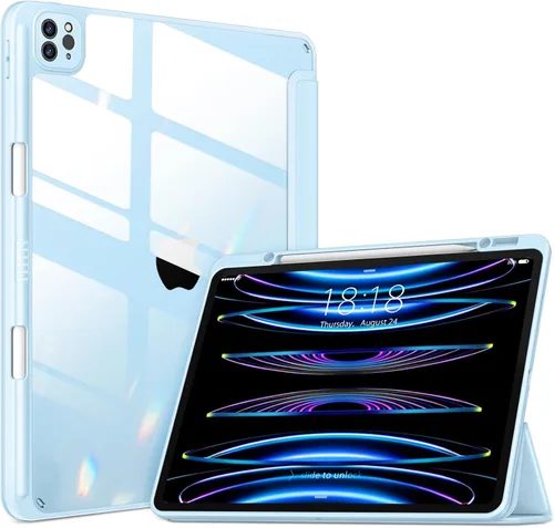 Vista 10 de VIKESI Funda para iPad Pro 12.9 6ª/5ª/4ª/3ª/3ª generación 2022/2021/2020/2018, marco de TPU a prueba de golpes, soporte para lápiz integrado