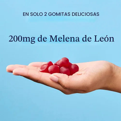 Vista 4 de TRIP Gomitas de melena de león con 2000 mg de extracto de setas de melena de león por porción, veganas, gomitas masticables con sabor natural