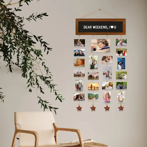 Vista 5 de CJIAWYS - Juego de marcos de fotos para decoración de pared de collage, marco de fotos para exhibición de fotos colgantes, tablero de letras
