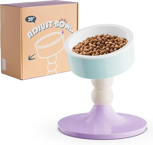 Vista 9 de Cuencos elevados de cerámica para gatos, plato de comida para gatos con soporte, soporte elevado de 3 alturas ajustables para perros pequeños y Rojo