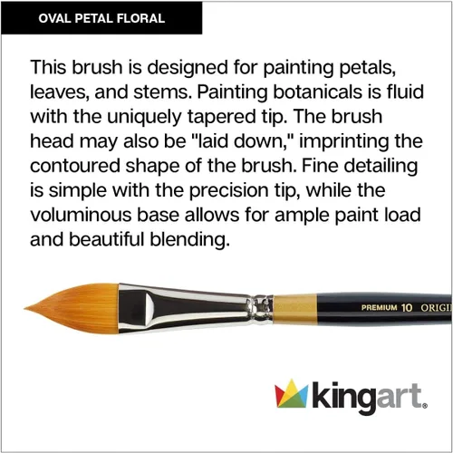 Vista 4 de KINGART Original Gold 9930 Series, Golden Taklon Oval Floral Petal Artist Brush (juego de 4) Negro, B-100