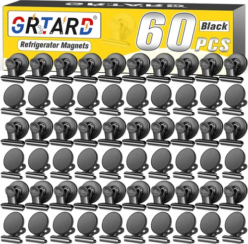 Vista 32 de Grtard Paquete de 6 clips magnéticos resistentes, clips magnéticos para refrigerador, imanes de refrigerador, clip magnético fuerte, imanes sin Negro