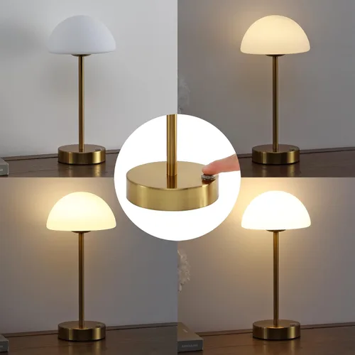 Vista 4 de JONATHAN Y Lámpara de mesa LED portátil recargable moderna de 12.5 pulgadas, latón/blanco, lámpara de acento táctil regulable inalámbrica