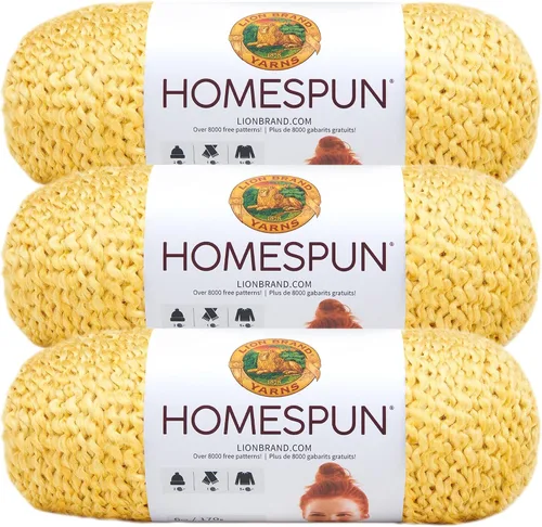 Vista 43 de Lion Brand Yarn Hilo Homespun, Hilo Suave y Voluminoso para Tejer, Ganchillo y Manualidades, 1 paquete, Beachside Stripes