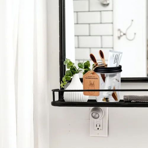 Vista 5 de Amolliar Mason Jar Soporte para Cepillos de Dientes - Acero Inoxidable a Prueba de Óxido - Sostiene 2 Cepillos de Dientes y Pasta Dental, con Negro
