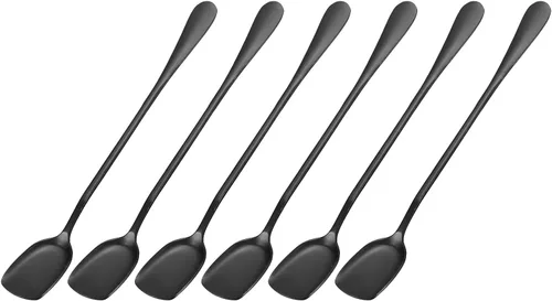 Vista 8 de uxcell Juego de 6 cucharas de helado de acero inoxidable, cucharas de yogur de 7.5 pulgadas, cucharas de postre, cucharas de pastel para el hogar