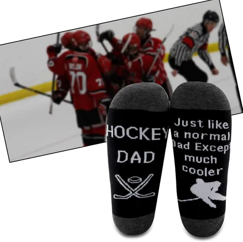 Vista 7 de MBMSO - 2 pares de calcetines de hockey para papá diseño de hockey