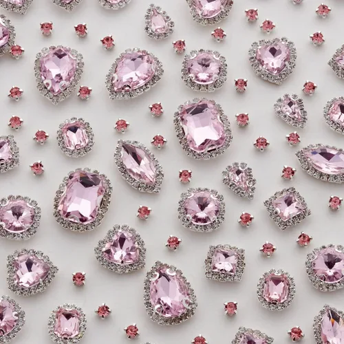 Vista 10 de TANOSII 100 diamantes de imitación para coser con formas mixtas, gemas de cristal para coser en gemas de cristal, parte trasera plana con garra Ab