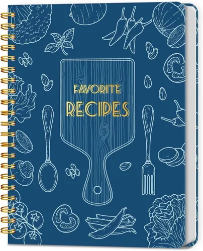 Vista 14 de LuBudingJoy Libro de recetas en blanco para escribir en tus propias recetas, organizador de recetas personal de tapa dura de página completa, diario