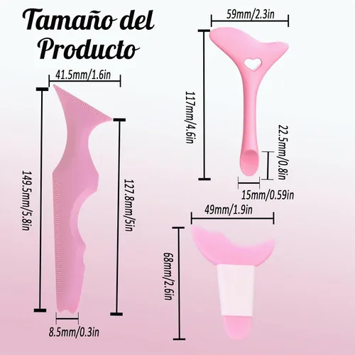 Vista 5 de 3 plantillas de delineador de ojos, protector de rímel, herramienta aplicadora de delineador de ojos de silicona, herramienta de maquillaje