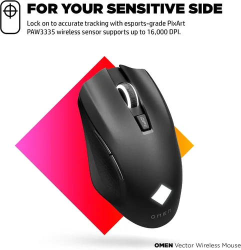 Vista 5 de Ratón inalámbrico Vector OMEN Mouse para juegos con tecnología inalámbrica Warp y carga USB-C ultra rápida Mouse con sensor de grado de deportes