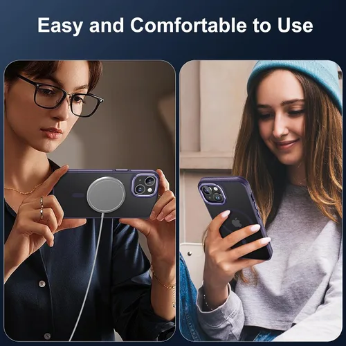 Vista 6 de JAME - Funda para iPhone 15 con 2 protectores de pantalla de vidrio templado [Compatible con Magsafe][Protección de grado militar] Funda delgada a
