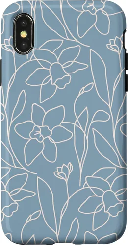 Vista 5 de Poppy Flower Line Art Modern Leaves Boho Light Blue Case for iPhone 17