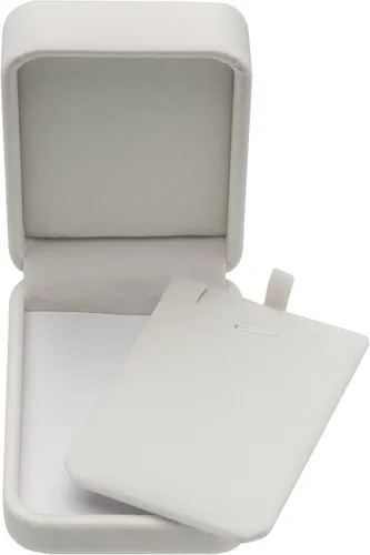 Vista 3 de Caja de regalo de joyería de terciopelo clásico para collar colgante (blanco)