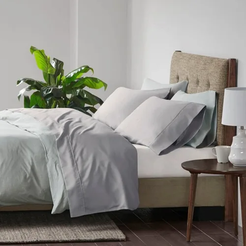Vista 2 de Beautyrest BR - Juego de sábanas de mezcla de algodón refrescante de 600 hilos con bolsillo profundo de 16 pulgadas, para todas las estaciones, Gris