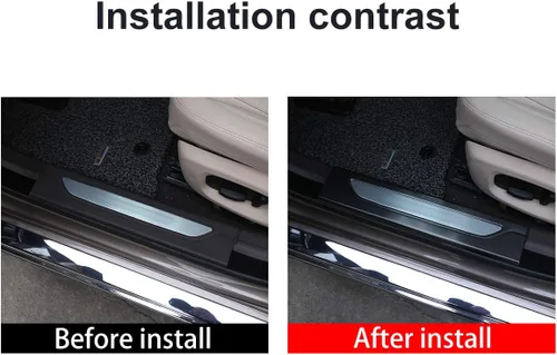 Vista 2 de YIWANG 304 acero inoxidable umbral de puerta Scuff Plate Insert Trim 4pcs para Jaguar XF 2016-2019