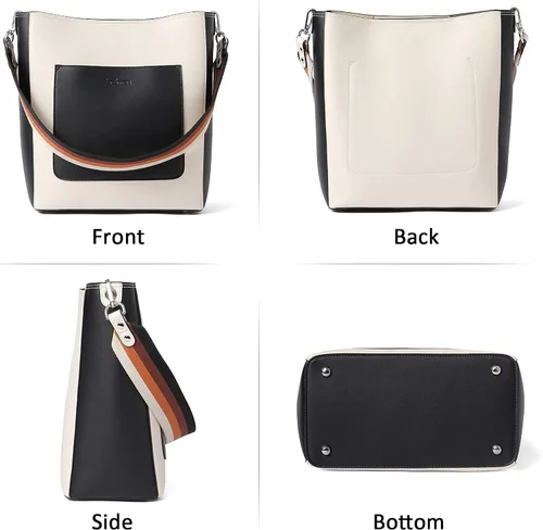 Vista 3 de BROMEN - Bolsa de mano de cuero para mujer, bolsa de hombro, bolsa bandolera