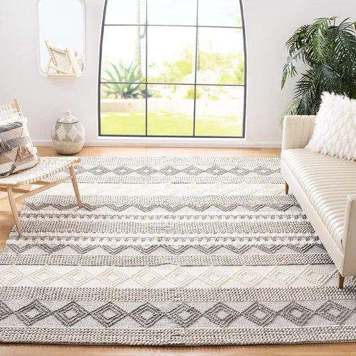 Vista 10 de SAFAVIEH Natura Collection - Alfombra decorativa de 2 x 3 pies, color beige y marfil, hecha a mano de lana tribal marroquí y algodón, ideal
