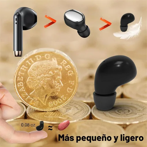 Vista 5 de Pequeños mini auriculares invisibles para el trabajo inalámbricos Bluetooth diminutos de perfil bajo micro pequeños discretos auriculares ocultos